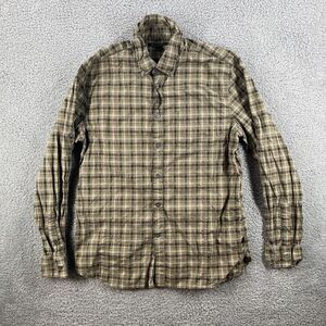 John Varvatos Shirt Mens Size Large Brown Green Plaid Long Sleeve Button Up
